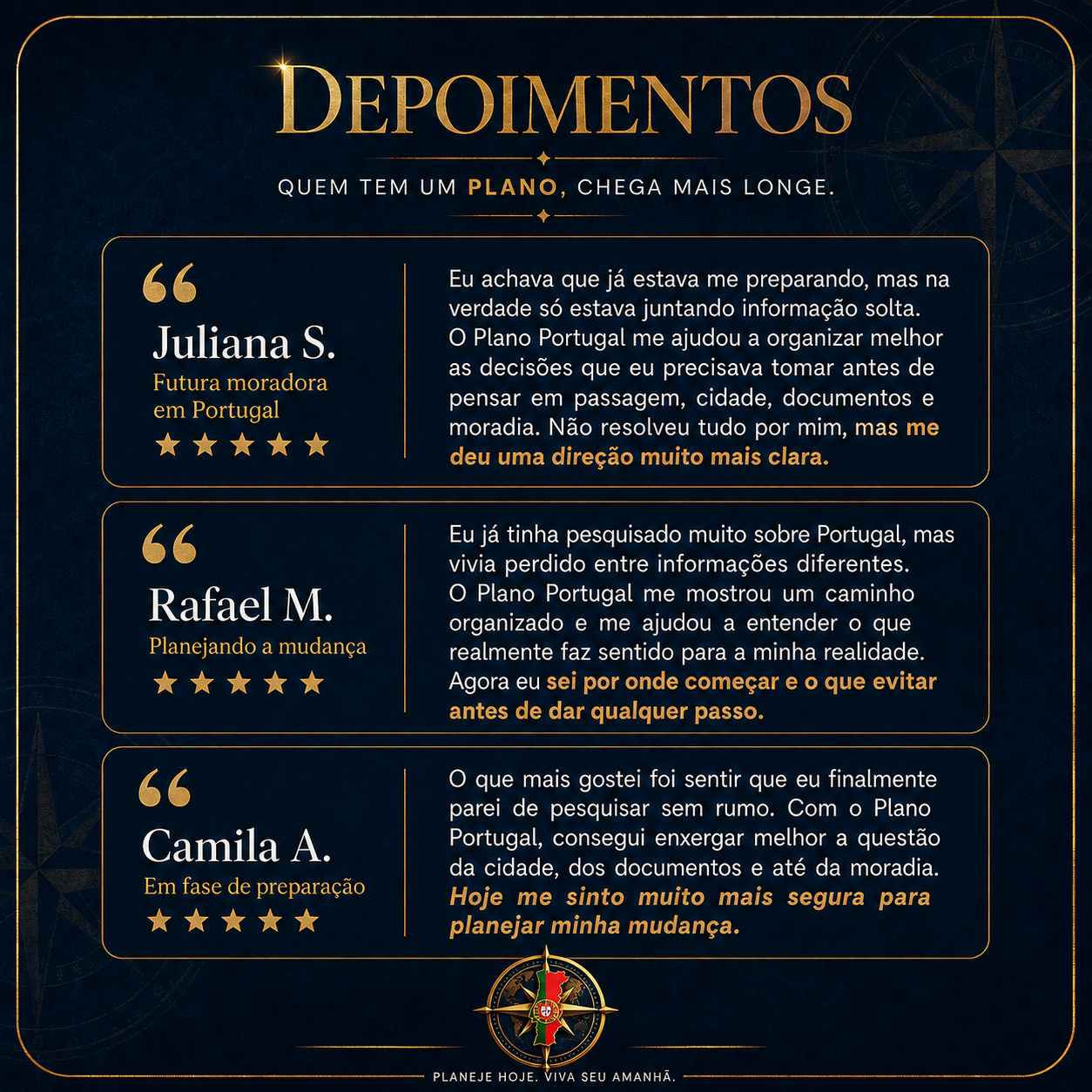 Depoimentos de alunos do Plano Portugal